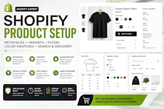 set up shopify metafields variants filters and color swatches