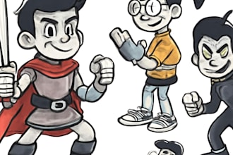 sketch cartoon characters and comic art