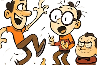 draw a cartoon characters in a funny sketch