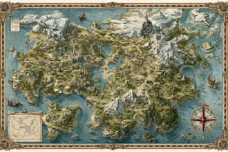 draw a fantasy map illustration