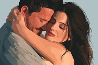 draw couple portrait illustration from your photo