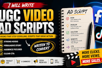 write ugc video ad scripts for your product or ecommerce brand