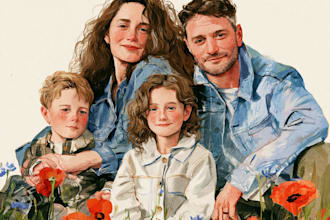custom portraits family portraits ,couple portrait
