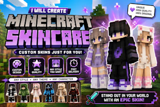 design custom, unique, premium minecraft skin and mc java art