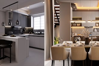 create photorealistic 3d architectural interior and exterior renders