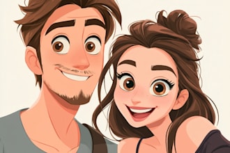 make a disney cartoon illustration