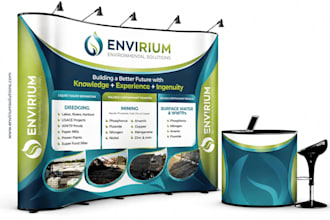 design trade show booth, backdrop, rollup banner, posm, counter top, billboard