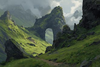 design detailed fantasy landscapes and environments