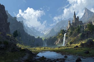 design detailed fantasy landscapes and environments