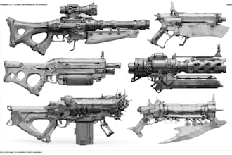 design stunning weapon concept art for games and projects