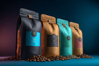 create a coffee bag, packaging and label sticker design