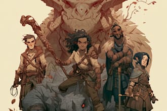 draw your dnd character or party illustration art