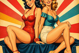pin up girl and pin up girl illustration