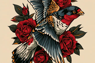 design custom old school traditional tattoo artwork