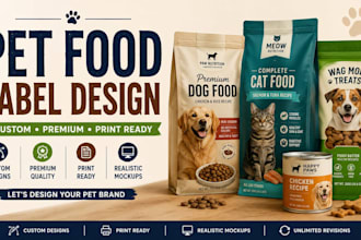 design professional pet food label and packaging design