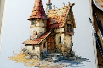 draw custom watercolor house illustration