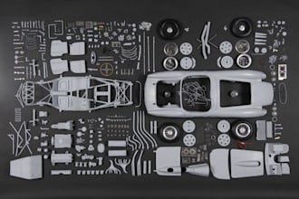 design custom scale replica car model, body kits with separated printable parts