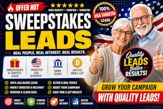 generate high demand sweeps leads, megamillions leads, elderly aged winners