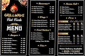 design youtube thumbnail, ai story, restaurant menu and poster
