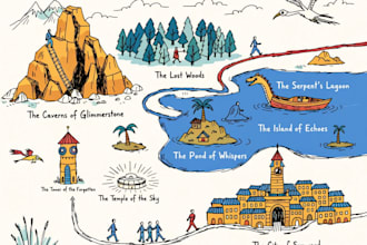 draw unique hand drawn map illustrated fantasy game map