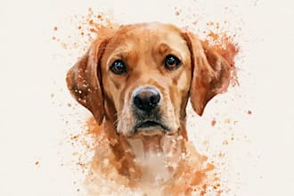 paint a custom watercolor pet portrait by hand