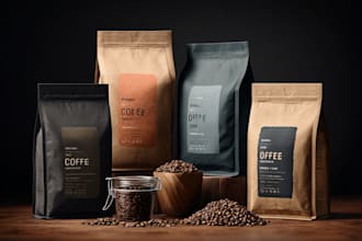 do coffee packaging, bag, stand up pouch and tea labels