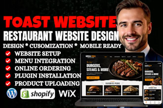 design toast restaurant website, pos setup with online ordering, deliver website