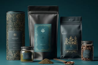 design premium coffee labels, pouch, bags, product packaging