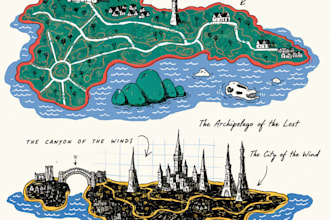 create bespoke hand drawn fantasy maps and cartographies