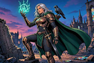 create an amazing superhero or fantasy comic illustration