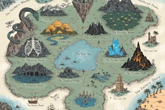 do fantasy map illustration for dnd, novels and games