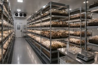 design 3d mushroom farm, growing room facility