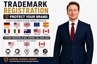 file trademark registration and copyright your logo art book music in USA UK can