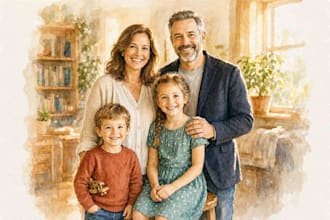 custom watercolor family portrait