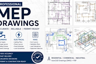 design architectural, electrical plan, plumbing layout, and mep permit plan
