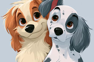 draw disney pet portrait illustration