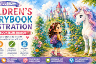 draw children storybook illustration and cover book illustrator