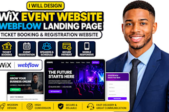 design wix event website webflow landing page ticket booking and registration