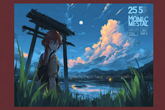 design a unique anime style album cover music cover