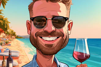 draw cartoon with big head or caricature style