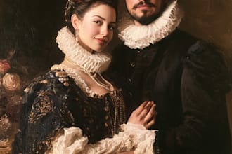 oil painting portrait and oil painting illustrations