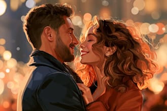 design custom couple portrait illustration