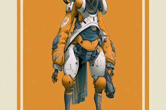 create battle ready mecha robot character artwork