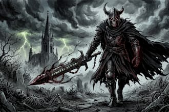 draw badass dark art horror illustration