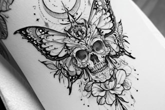 design an authentic old school anime tattoo flash in traditional style