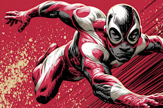 create dark superhero comic art and graphic novel