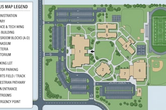 create professional school campus maps, university maps and wayfinding maps