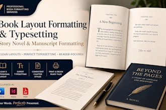 do book layout formatting and typesetting, story novel manuscript formatting