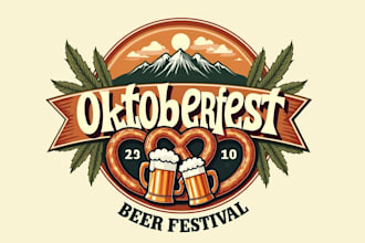 do oktoberfest beer festival t shirt logo and illustration