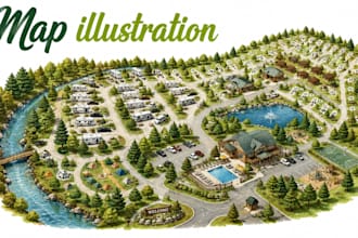 create custom campground maps rv park map and 2d vector and 3d map illustrations